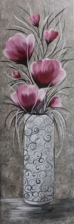 Натюрморт в серых тонах - натюрморт, цветы - оригинал