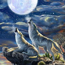 Схема вышивки «Волки воют на луну. Эдриан Честерман»