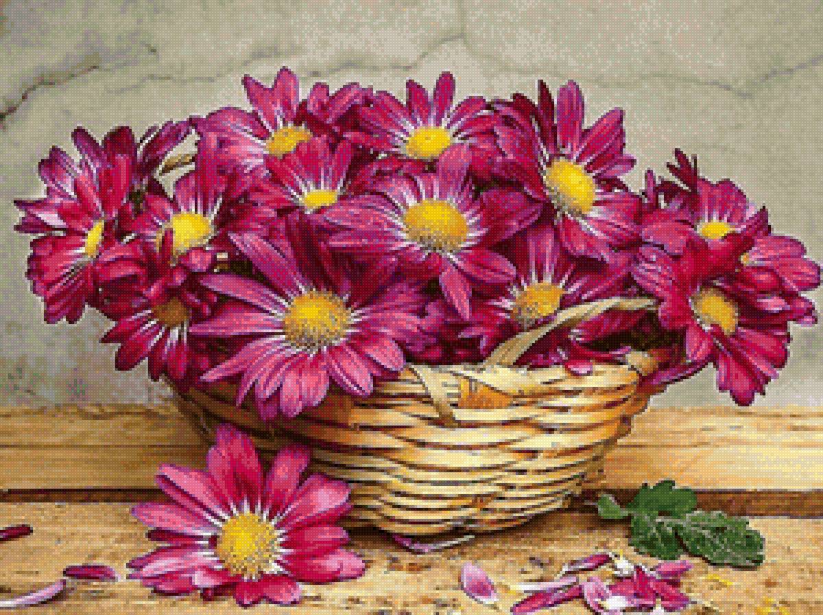 Корзинка с цветами - цветы, букет, корзинка - предпросмотр