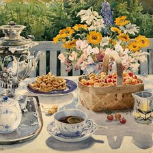 Схема вышивки «Летний завтрак. Картины Великой Княгини Ольги Романовой»