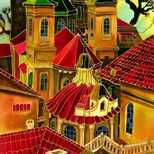 Схема вышивки «крыши города»