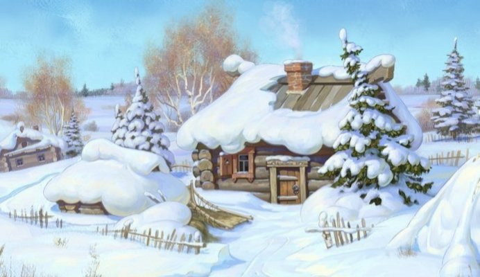 Зима в деревне - зима, деревня - оригинал