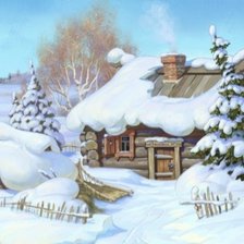 Оригинал схемы вышивки «Зима в деревне» (№2411922)