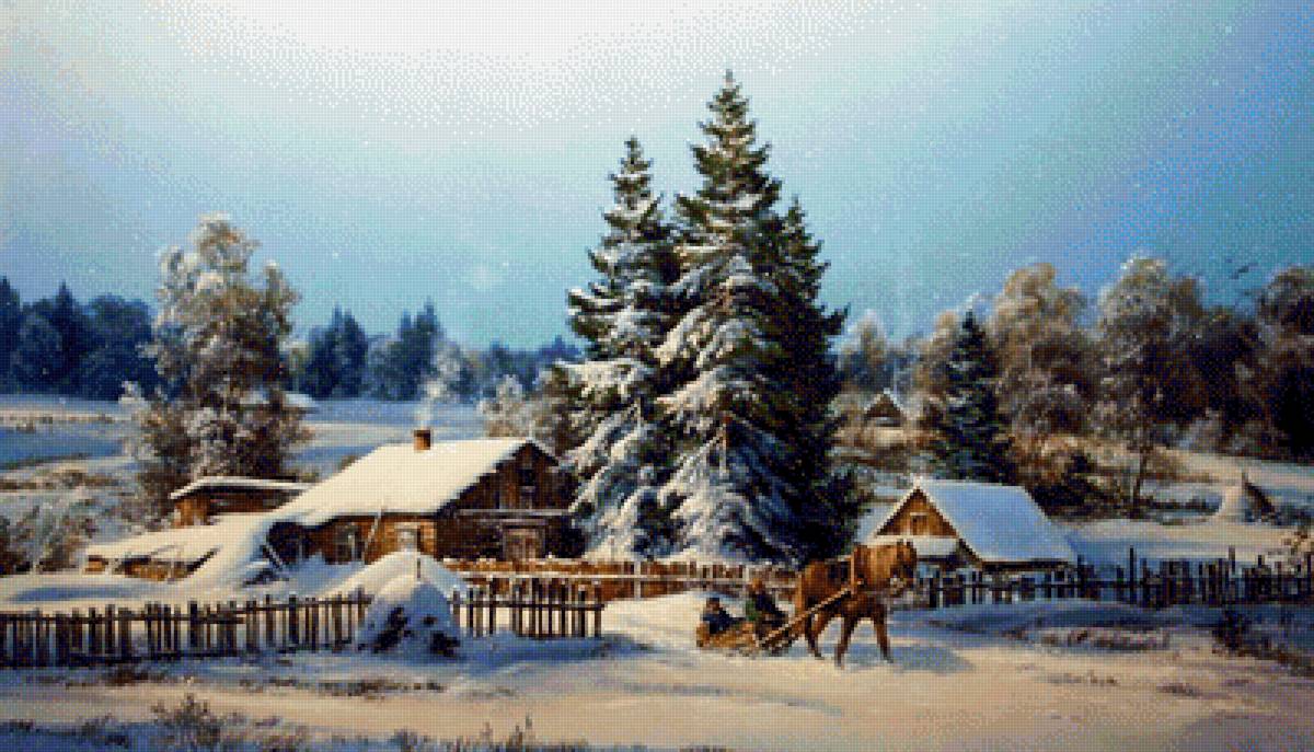 зимняя деревня - пейзажи - предпросмотр