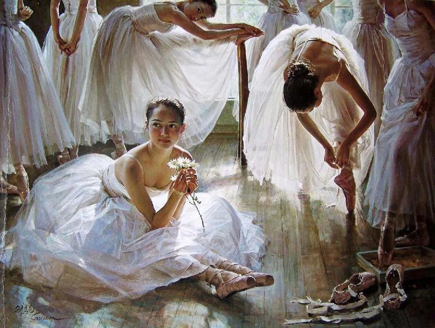 Балетный класс - балерина, балет, девочки, лето - оригинал