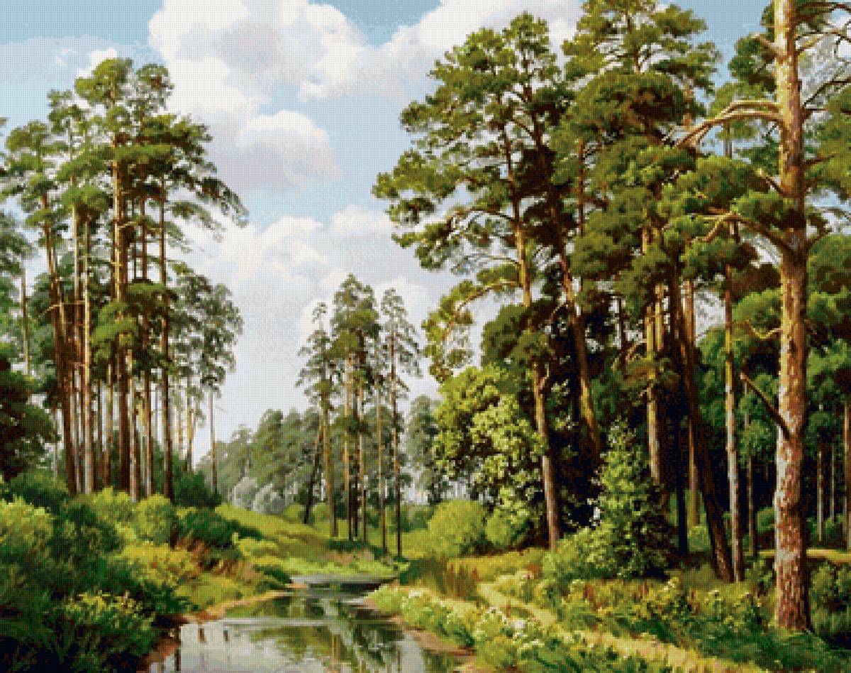 Пейзаж - пейзаж, лес, лето, река - предпросмотр