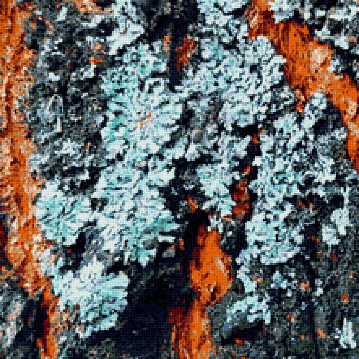 Дикий мох - бирюзовый, поп-арт, оранжевый, природа - предпросмотр