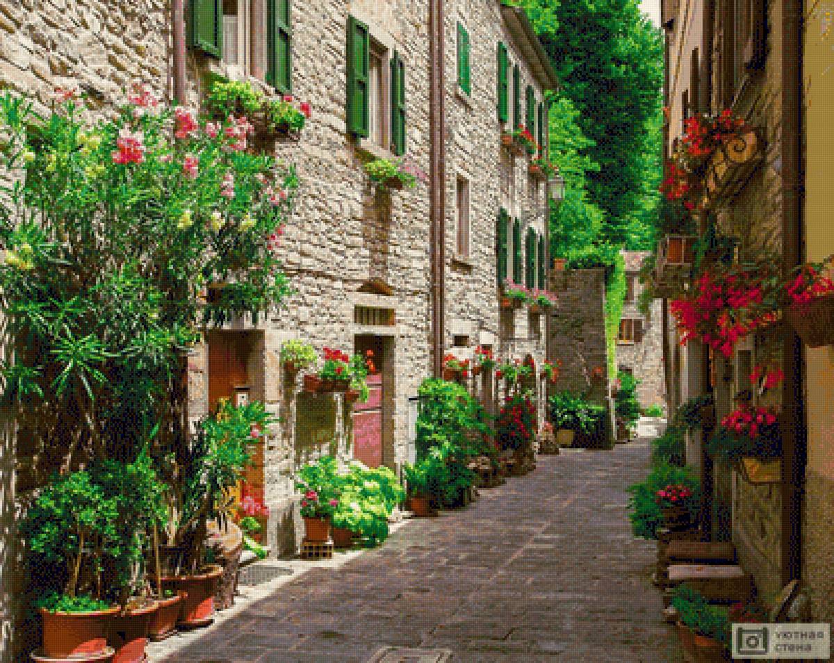 Зеленая улочка - город, пейзаж, улица - предпросмотр