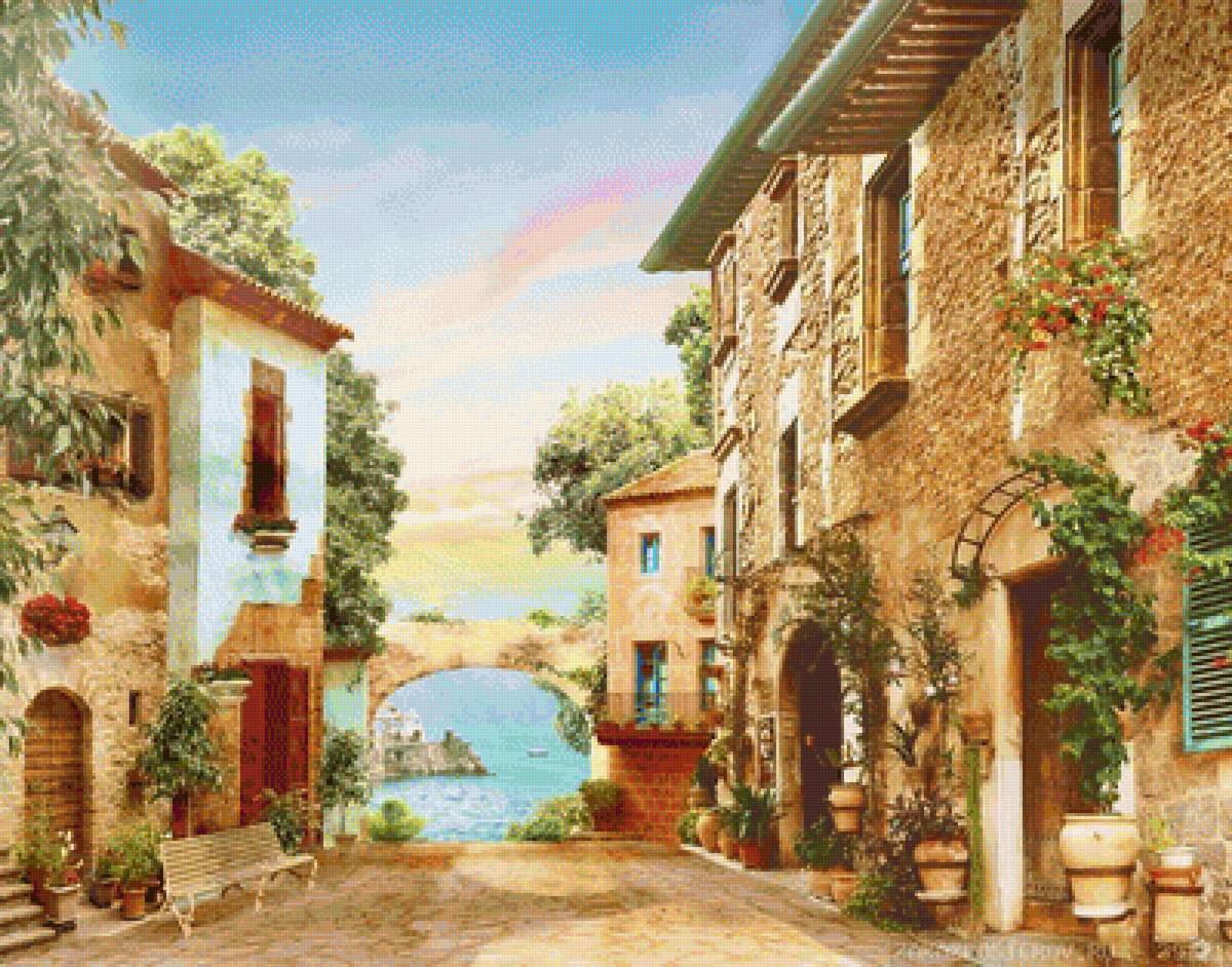 Арка к морю - город, пейзаж, улица, море - предпросмотр