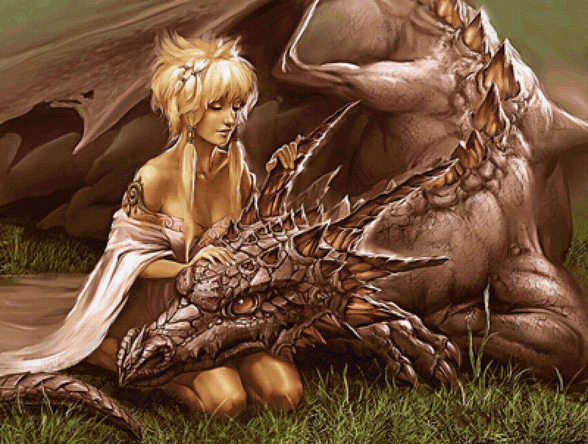 Серия "Фэнтези". - эльфийка, дракон, фэнтези - предпросмотр