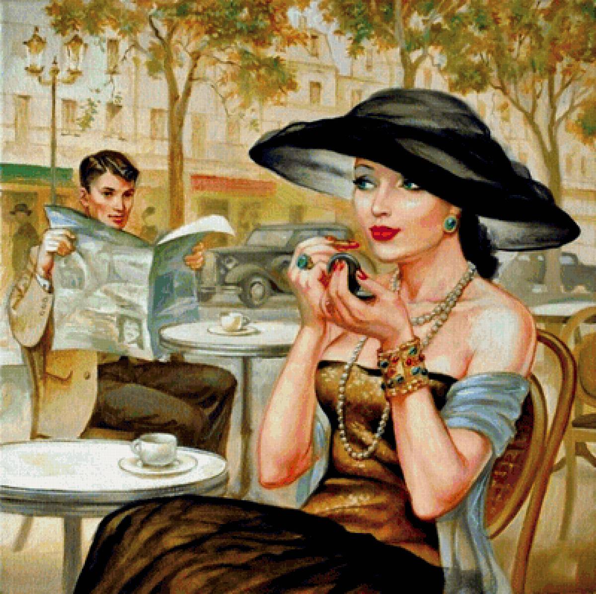 дама с чемоданами - люди - предпросмотр