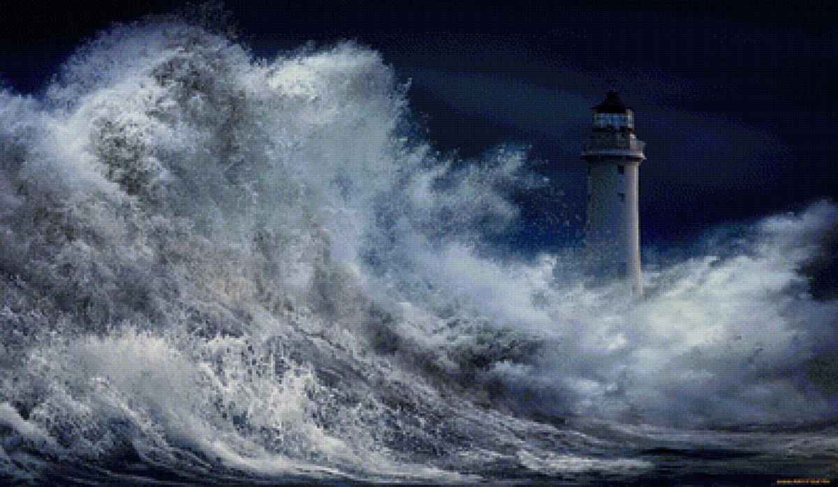 Маяк - маяк, волны, шторм, море - предпросмотр
