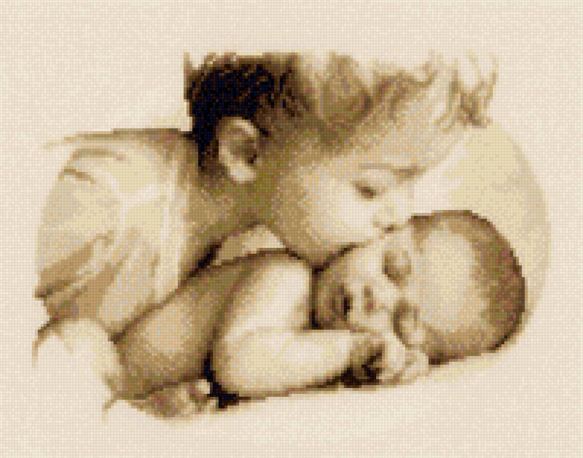 Братская любовь - малыши, дети, братья, поцелуй, новорожденный, любовь - предпросмотр
