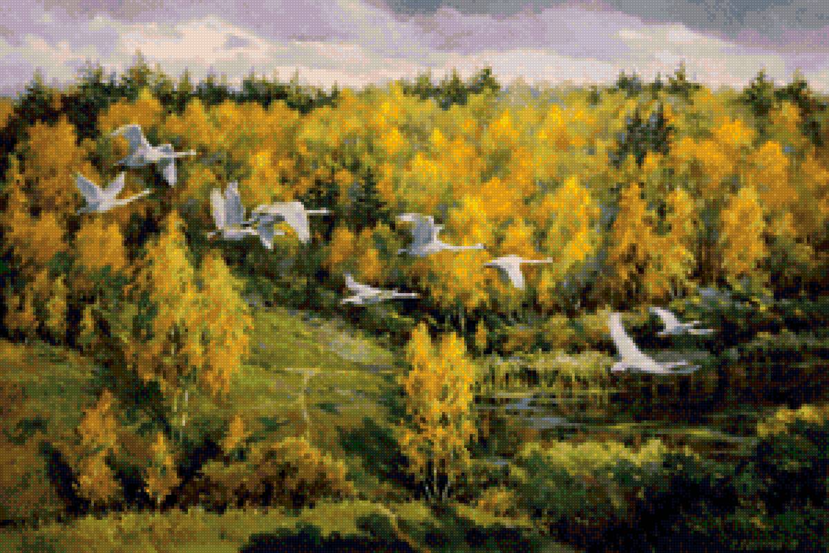 Гуси - сергей бессонов, картина, птицы - предпросмотр