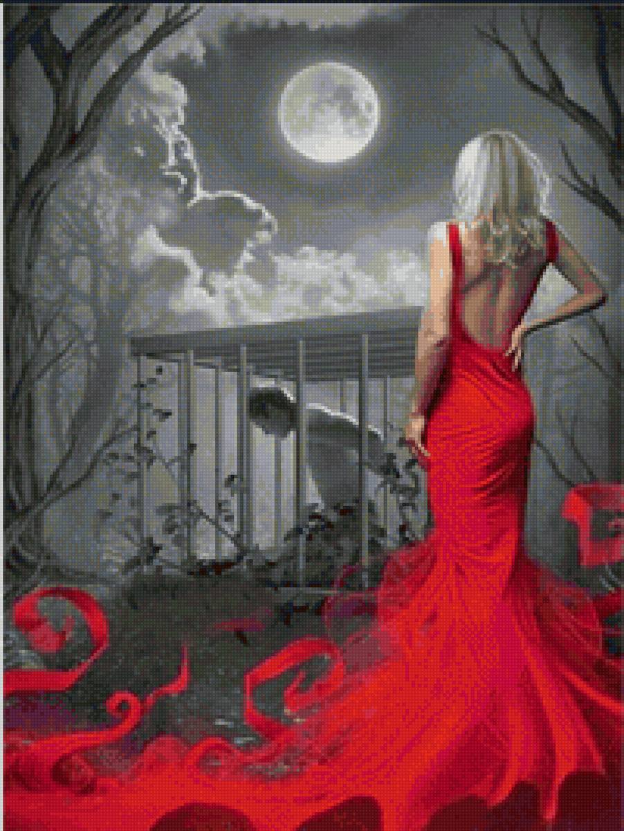 Женщина и мужчина в клетке - мужчина, женщина, женщина в красном - предпросмотр