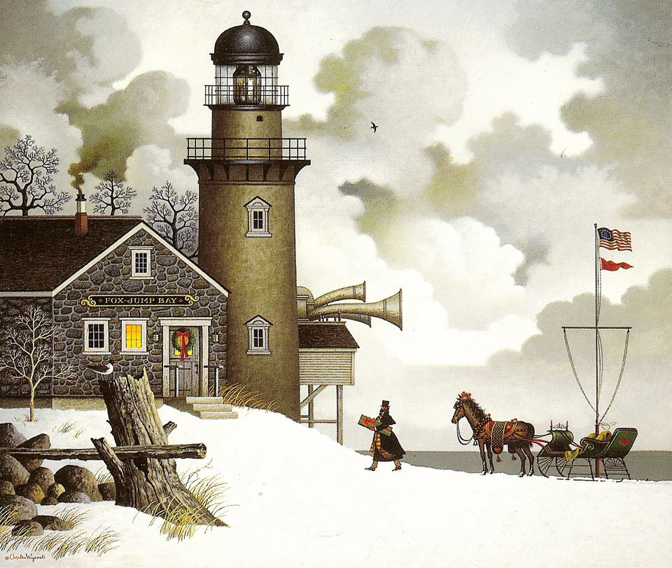 Готовимся к Рождеству! - дом, человек, маяк, повозка - оригинал