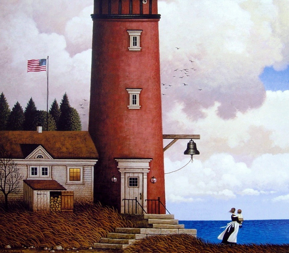 Жизнь на маяке - люди, маяк, дом, море - оригинал