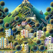 Схема вышивки «город у моря»