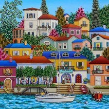 Схема вышивки «город у моря»