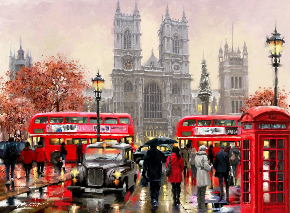 Richard Macneil (Ричард Макнейл), Лондон - лондон, красные автобусы, дождливый лондон - оригинал