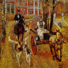 Схема вышивки «осень.конная прогулка.»