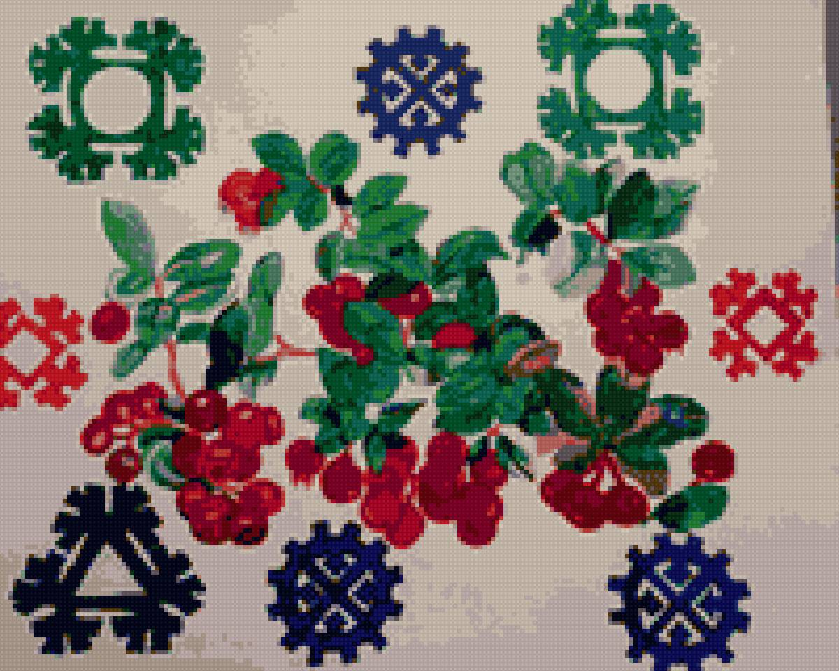 Брусника и хантыйские орнаменты - орнамент, брусника, ханты - предпросмотр