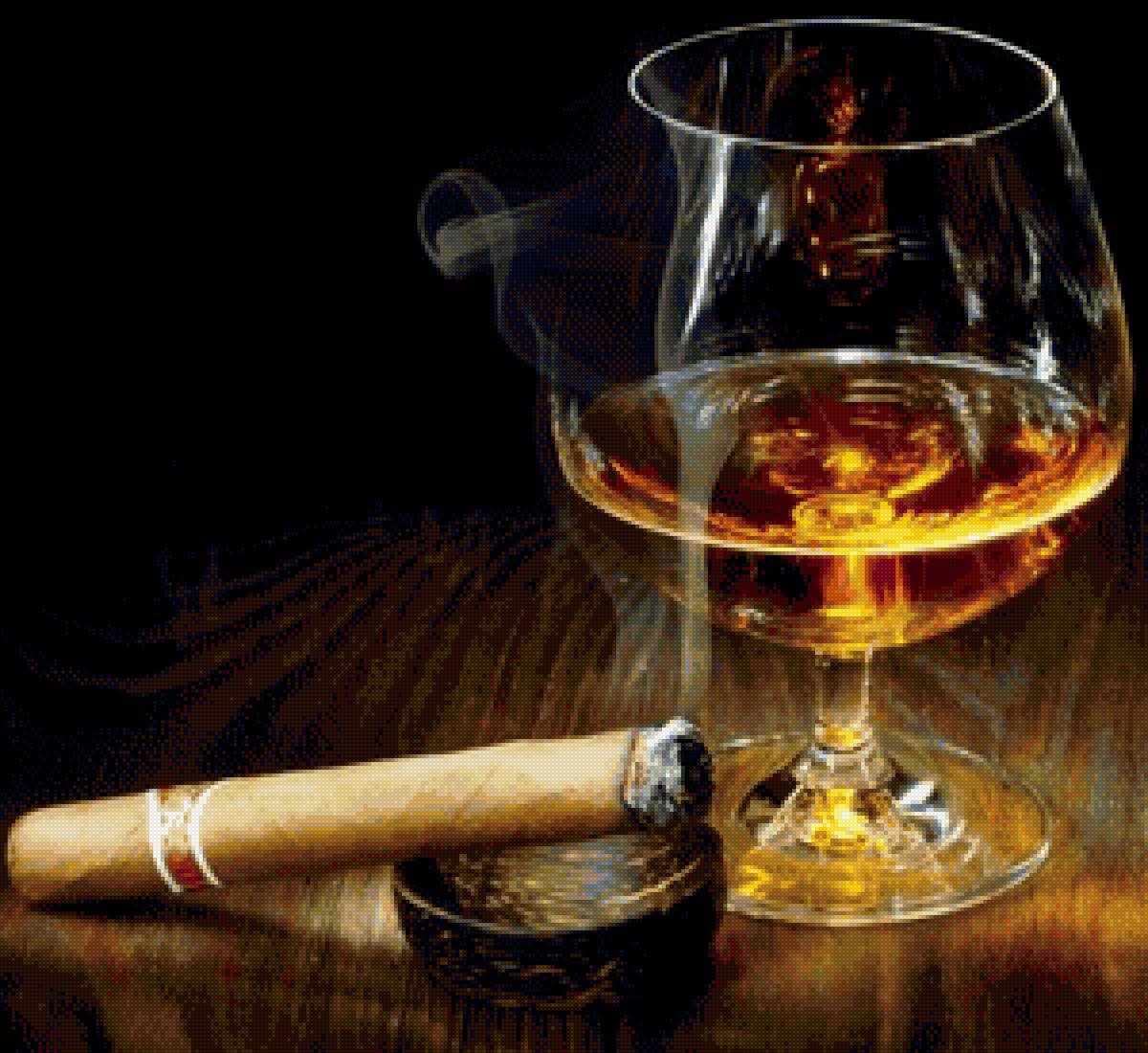 коньяк - сигара, коньяк, бокал - предпросмотр