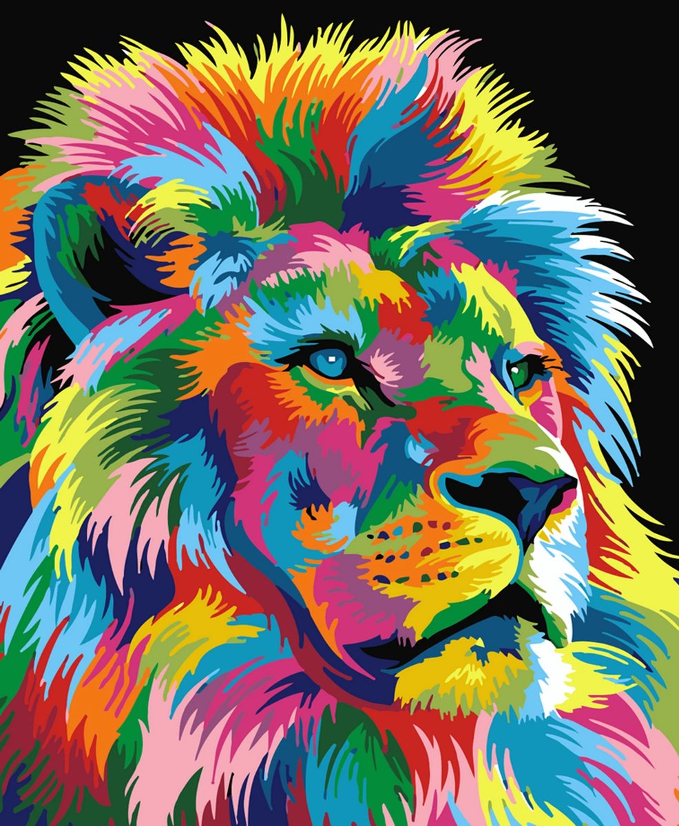 Радужный лев - радужные животные, лев, ярко - оригинал