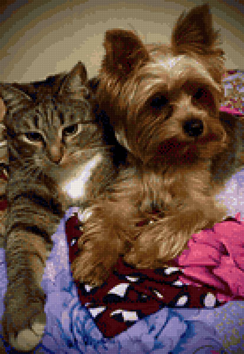 пушистые друзья - животные, питомцы, собака, кошка - предпросмотр