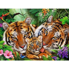Оригинал схемы вышивки «тигриная семья» (№2423605)
