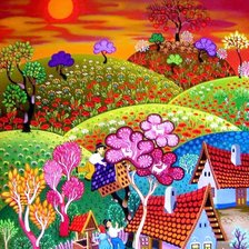 Схема вышивки «деревушка»