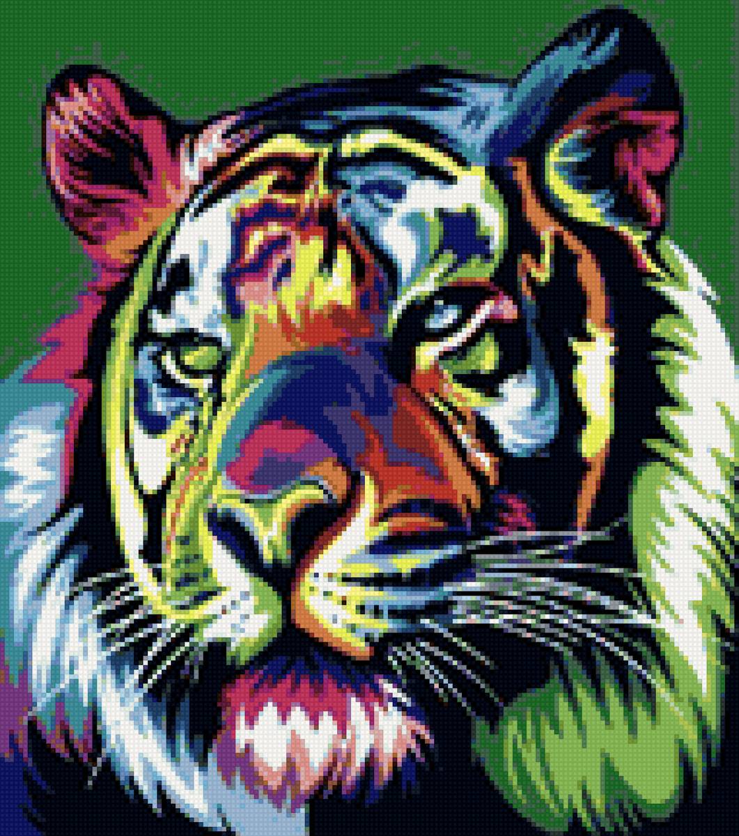 Радужный тигр (малый) - тигр, радужный, ярко, средний - предпросмотр