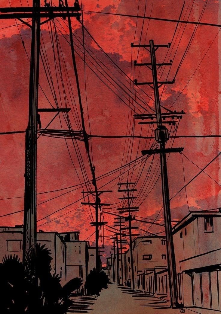 Красный - красное небо, пейзаж, красный - оригинал