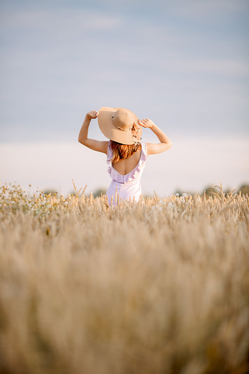 Рожь - девушка, рожь, поле, шляпа - оригинал