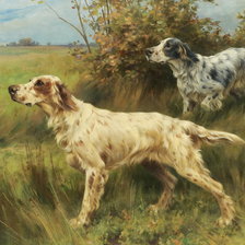 Thomas Blinks (1860-1912), Тwo english setters on point, 1897