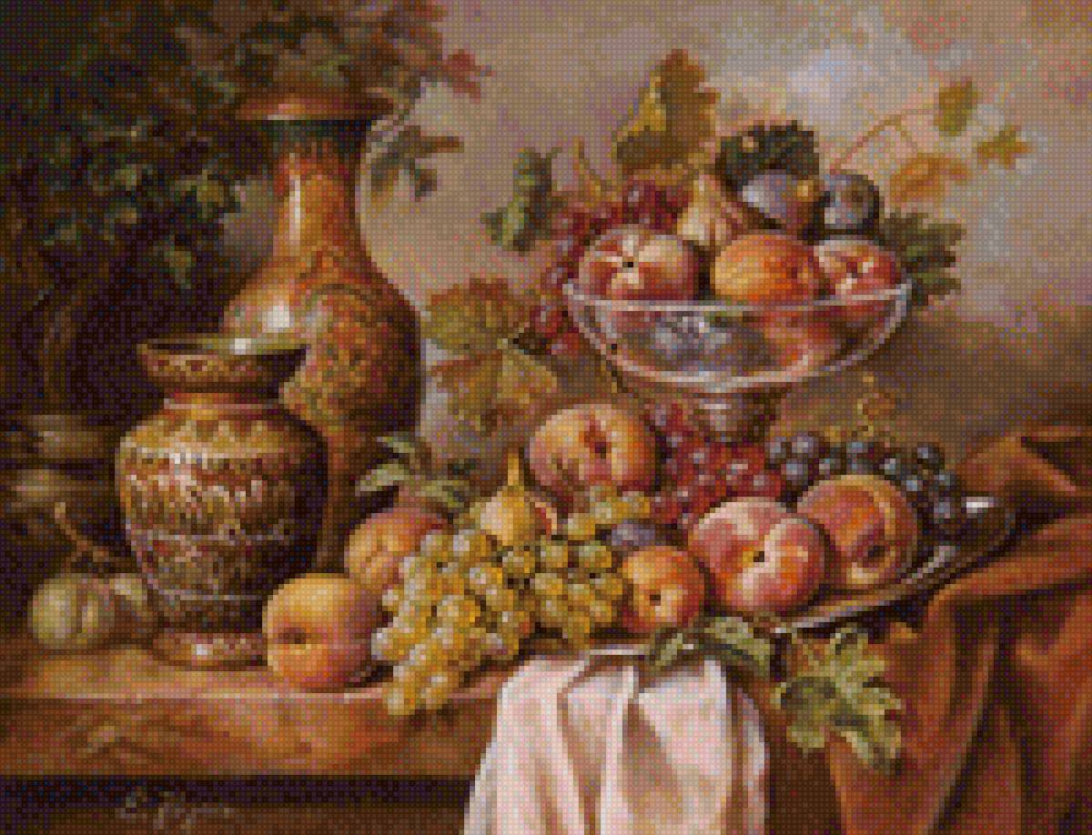 Натюрморт - ваза, натюрморт, кувшин, фрукты - предпросмотр