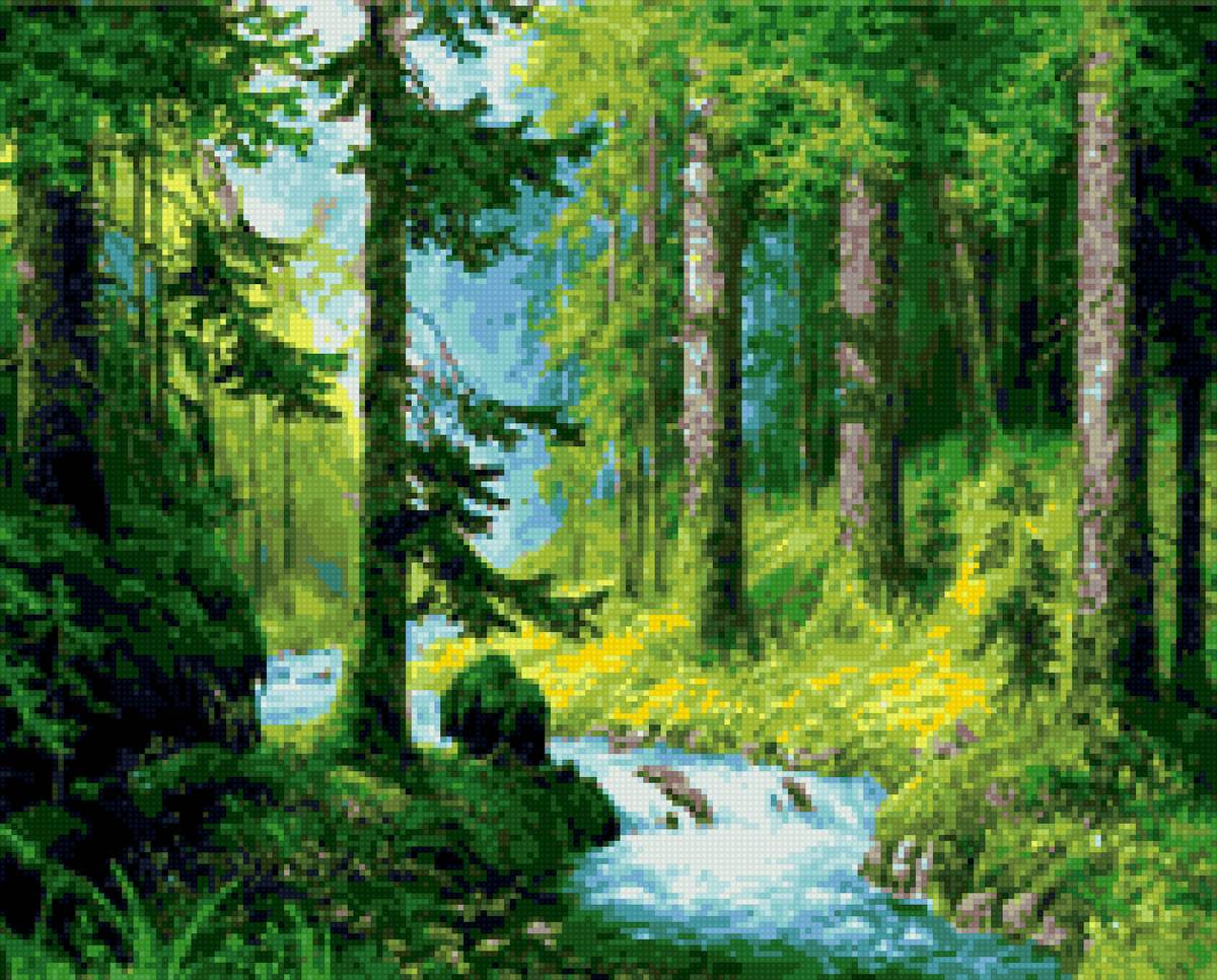 лесная река - река, лес - предпросмотр