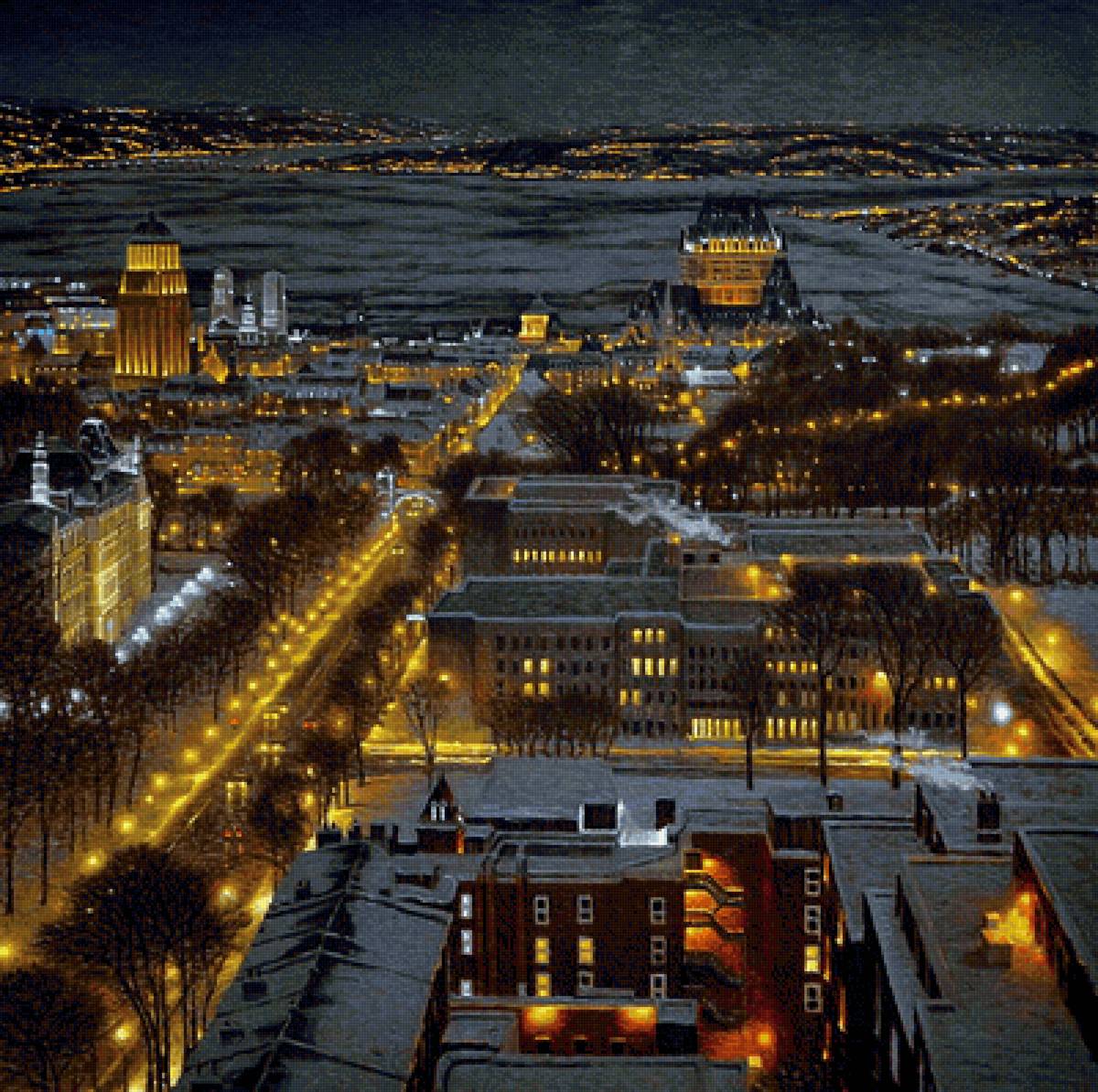 По картине Ричарда Савойя - дома, город, ночь, люди - предпросмотр