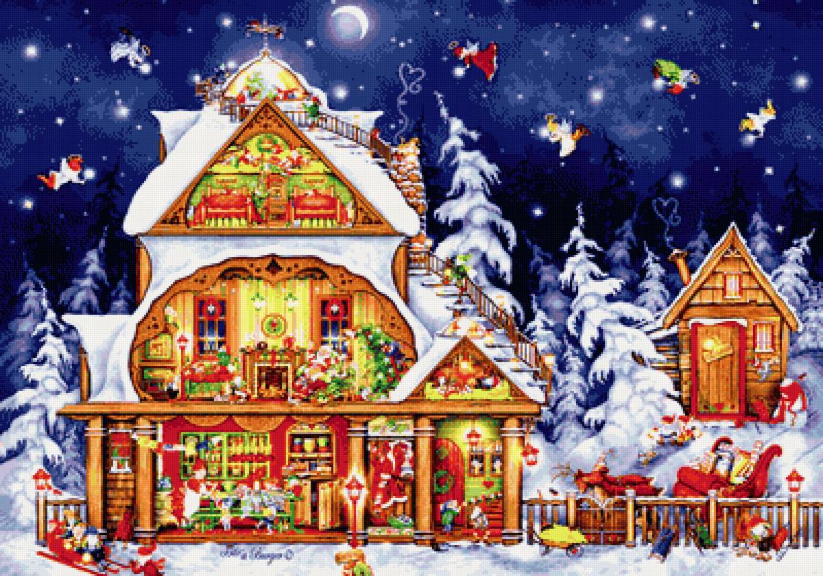 Дом Санты - новый год, санта клаус, картинка, рождество, дом - предпросмотр