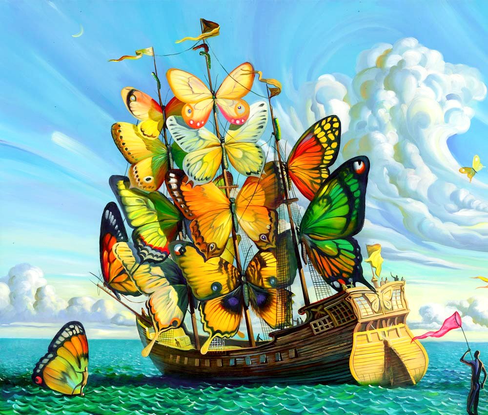 Корабль бабочка. Сальвадор Дали - бабочки, корабль, картина, художник, дали - оригинал