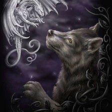 Схема вышивки «Волк и дракон»