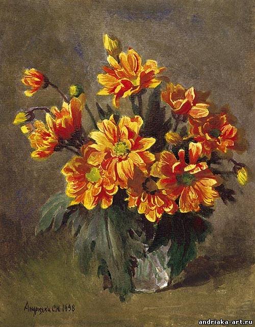 Сергей Андрияка - ваза, цветы, натюрморт, незабудки, осень - оригинал