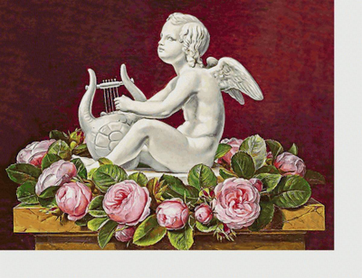 Серия "Натюрморты" - цветы, розы, статуэтка, натюрморт - предпросмотр