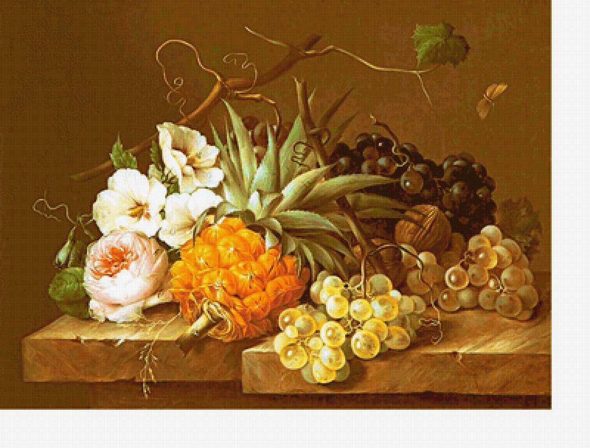 Серия "Натюрморты" - цветы, букет, фрукты, натюрморт - предпросмотр