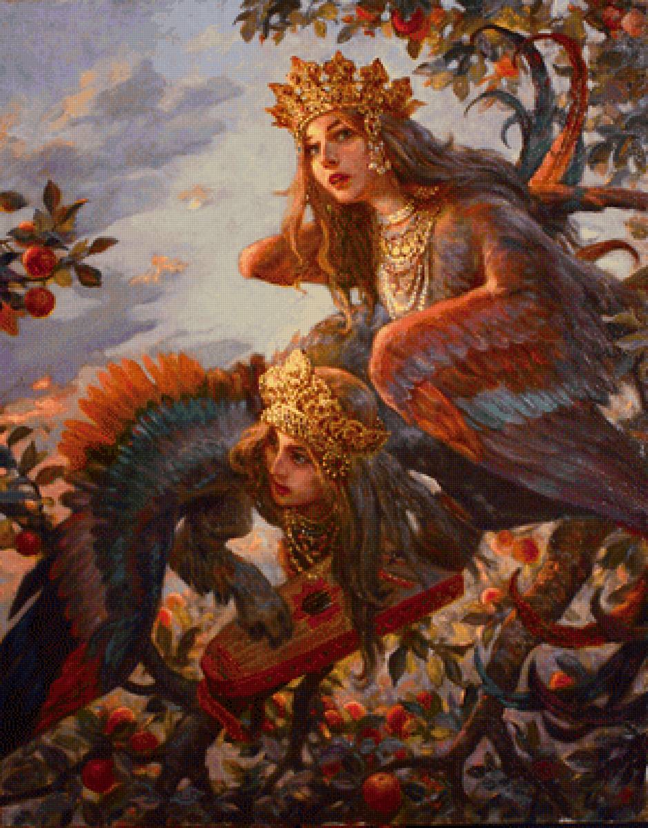 сад - коса, шкатулка, россия, славянка, русская красавица - предпросмотр