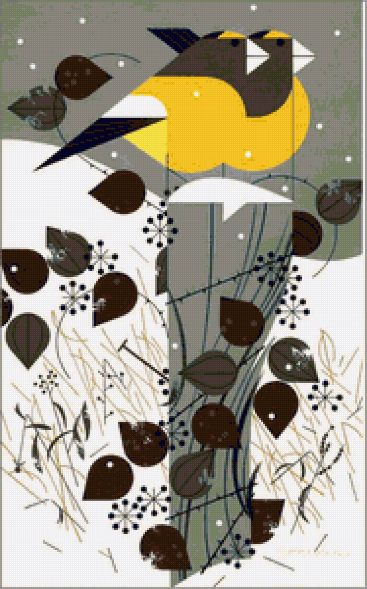 №2434829 - зима, charles harper, графика, птицы - предпросмотр