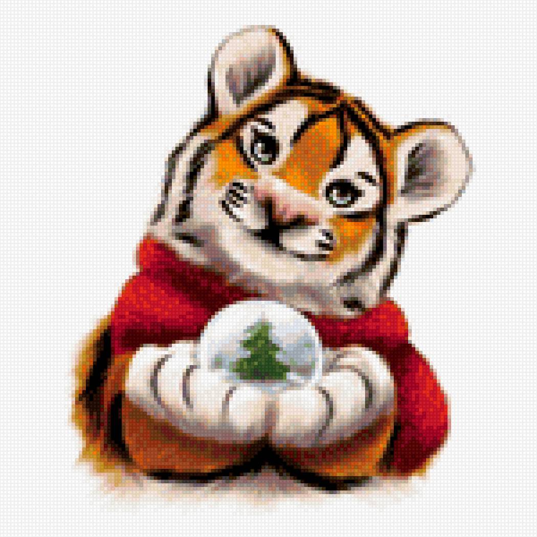 Новый год - животное., елка, символ, тигр - предпросмотр