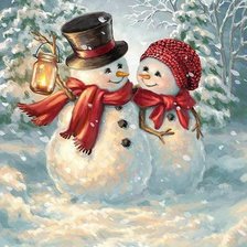 Схема вышивки «Снеговики»