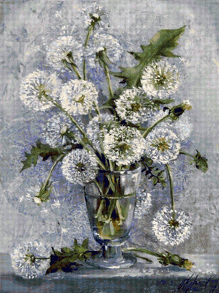 одуванчики - цветы, натюрморт - предпросмотр