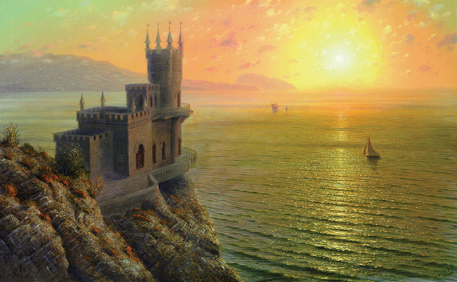 Ласточкино гнездо - ласточкино гнездо, море, закат - оригинал